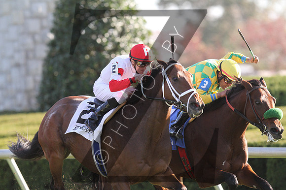 Kindergarden Kid with Julien Leparoux up wins the 2012 Sycamore from #3 Ioya Bigtime for trainer Mike Maker and owner Ken Ramsey., 2012  2012 Fall Meet